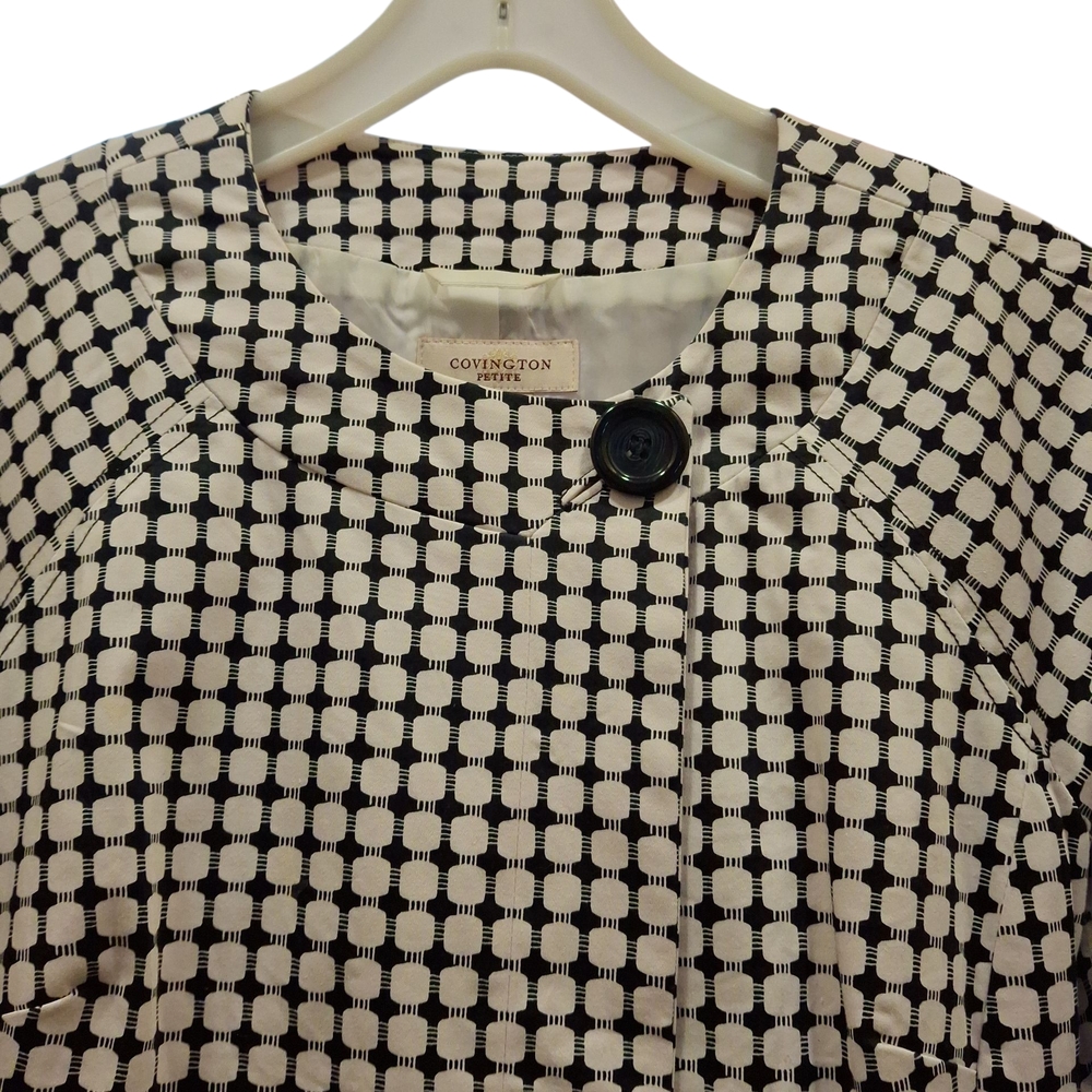 "Covington" Black and White Blazer Structured Retro-Inspired Design. Sz.L - Picture 4 of 14